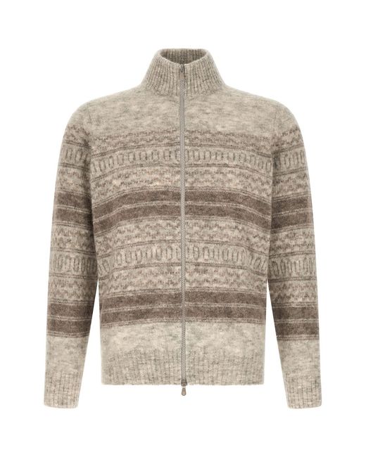 Brunello Cucinelli Gray 'nordic Jacquard' Cardigan for men