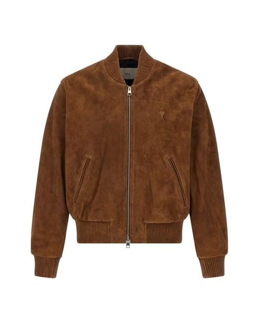 Bomber Suede di AMI in Brown da Uomo