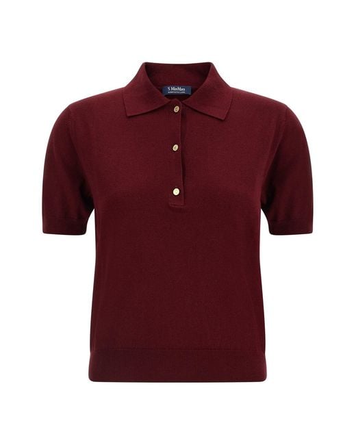 Max Mara Red 'pomposa' Knit Polo Shirt