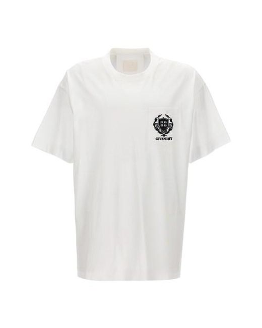 Givenchy White Logo Embroidery T-shirt for men