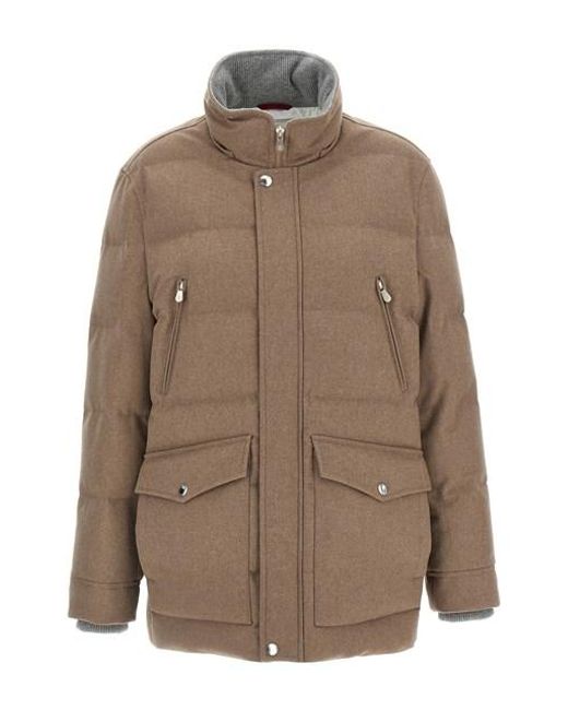 Piumino Flanella di Brunello Cucinelli in Brown da Uomo