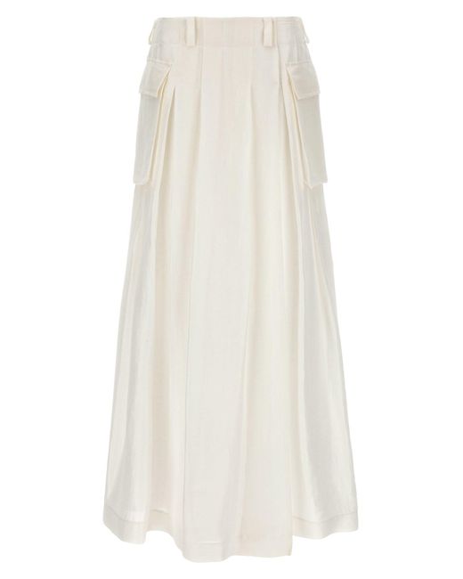 Alberta Ferretti White Semi-sheer Maxi Skirt