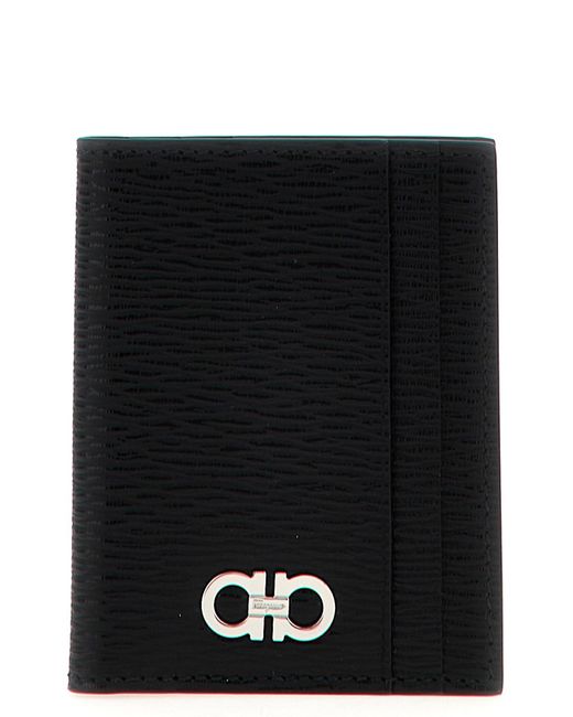 Ferragamo Black 'Revival Gancio' Card Holder for men