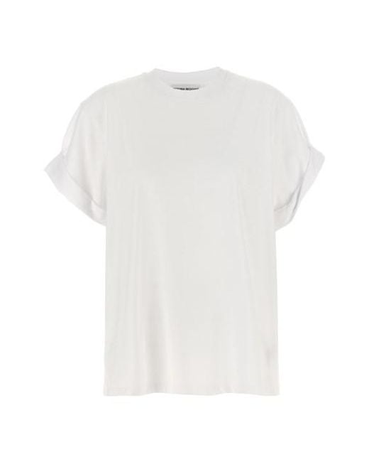 T-shirt mini ricamo logo di Victoria Beckham in White