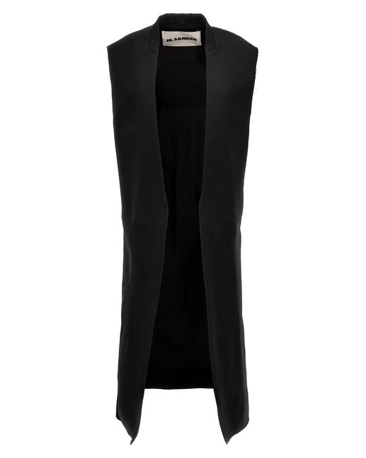 Jil Sander Black Two-material Long Vest