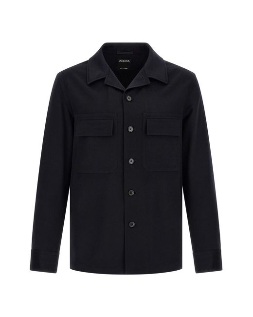 Zegna Blue Oasis Cashmere Overshirt for men