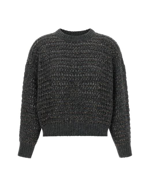 Brunello Cucinelli Black 'dazzling Braids' Sweater