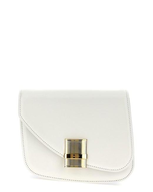 Ferragamo White 'fiamma' Small Shoulder Bag
