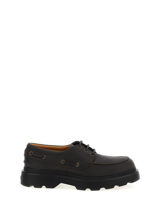 Tod's Black Leather Boat Shoe for men