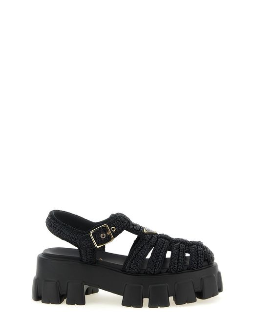 Prada Black 'monolith' Sandals
