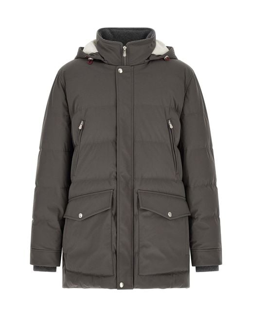 Brunello Cucinelli Gray Quilted Parka for men