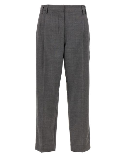 Brunello Cucinelli Gray Pin Tuck Trousers