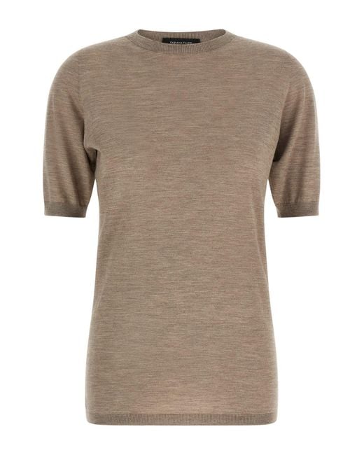 Fabiana Filippi Brown Cashmere And Silk Sweater