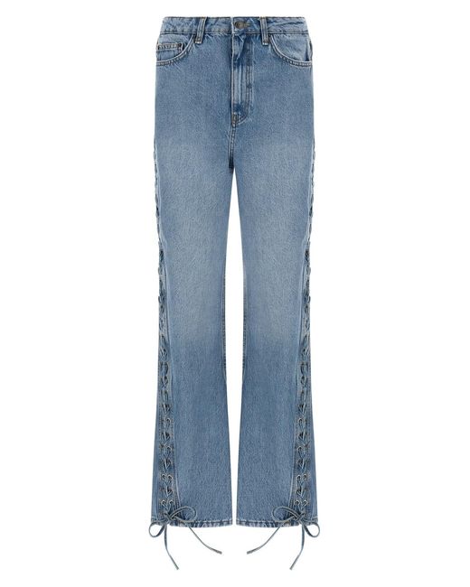 ROTATE BIRGER CHRISTENSEN Blue 'twisted Lacing' Jeans