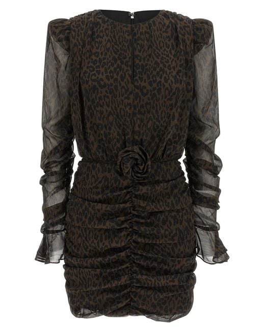 ROTATE BIRGER CHRISTENSEN Black Animal Dress