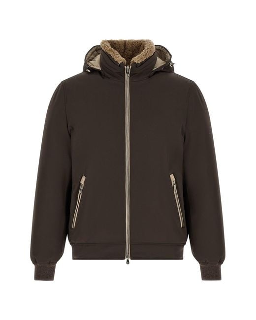 Brunello Cucinelli Black Detachable Hood Down Jacket for men