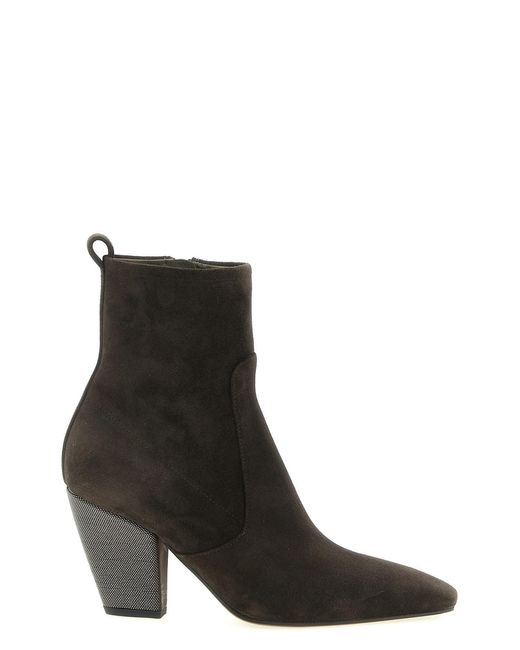 Brunello Cucinelli Black 'precious Heel' Ankle Boots