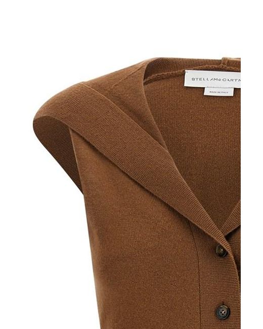 Top 'Cosy Knit Hood' di Stella McCartney in Brown