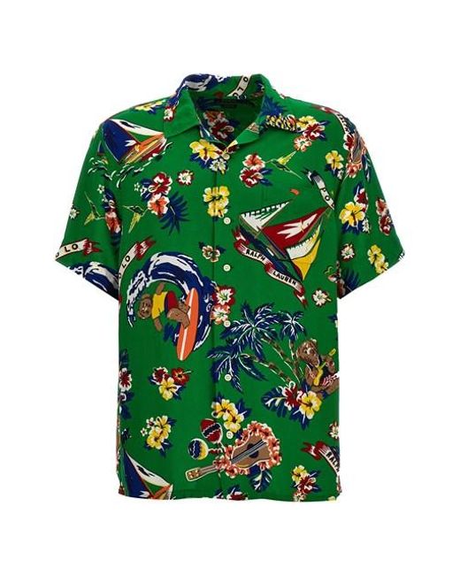 Camicia 'Bear Surfer' di Polo Ralph Lauren in Green da Uomo