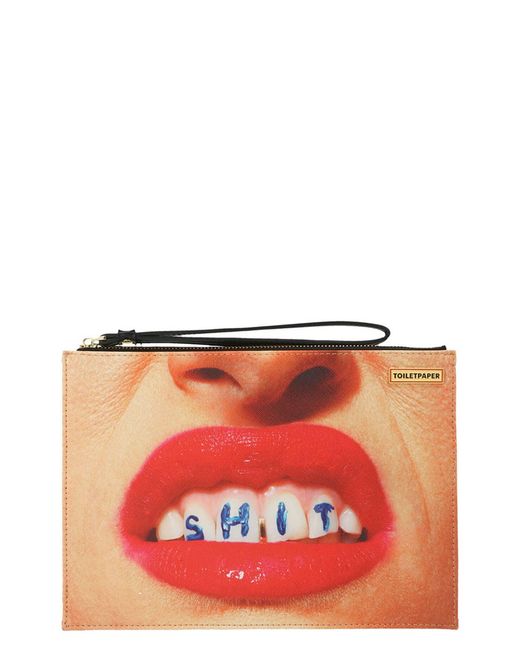 Seletti Red 'shit' Clutch