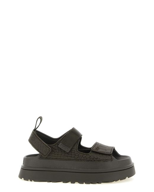 Ugg Black 'Goldenglow Embossed' Sandals