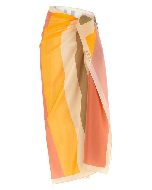 Eres Orange 'Croquant' Sarong Skirt