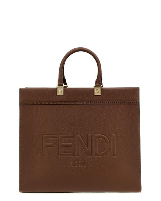 Fendi Brown ' Sunshine' Midi Shopping Bag