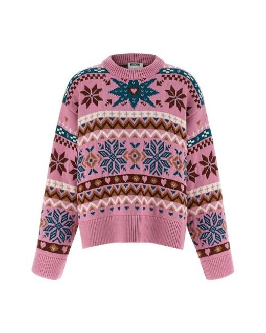 Moschino Women's Red Intarsia Wool Sweater