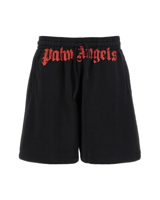 Palm Angels Black Logo Bermuda Shorts for men