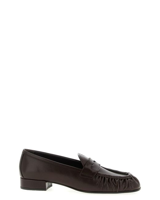 Prada Black Curled Toe Moccasins