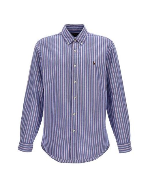 Polo Ralph Lauren Purple Logo Embroidery Striped Shirt for men