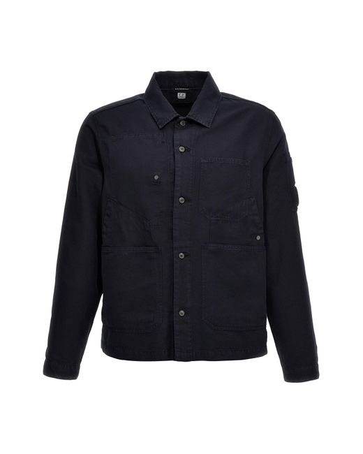 C P Company Blue Overlapping Pocket Overshirt for men