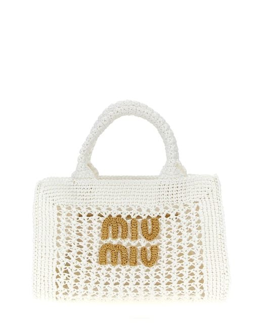 Miu Miu White Crochet Shopping Bag