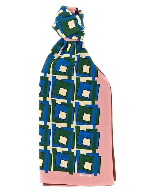 Miu Miu Blue Medium Silk Scarf
