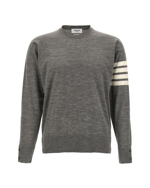 Thom Browne Gray '4 Bar' Sweater for men