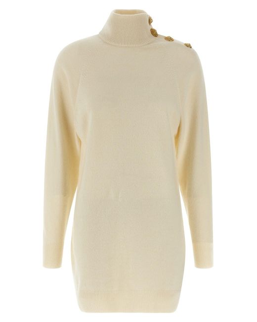 Balmain Natural Cashmere Wool Dress