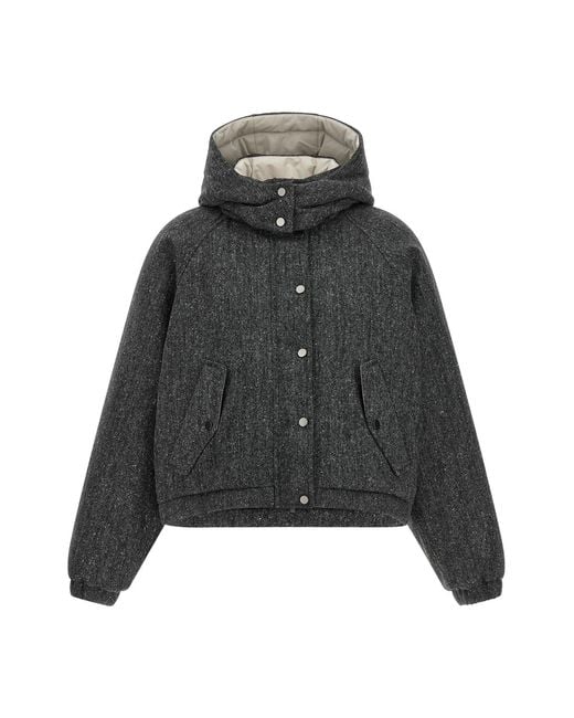 Brunello Cucinelli Black 'shiny Zipper Pull' Down Jacket