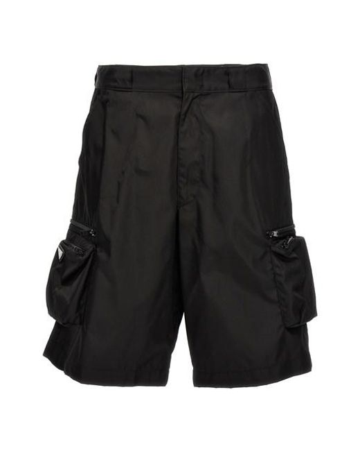 Prada Black Cargo Re-nylon Bermuda Shorts for men