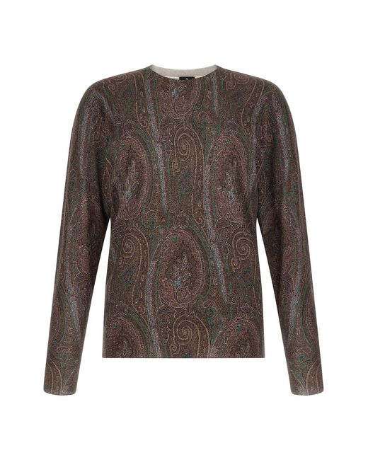 Etro Gray Paisley Sweater for men