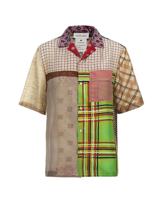 MARINE SERRE Multicolor 'regenerated Silk Scarves Bowling' Shirt
