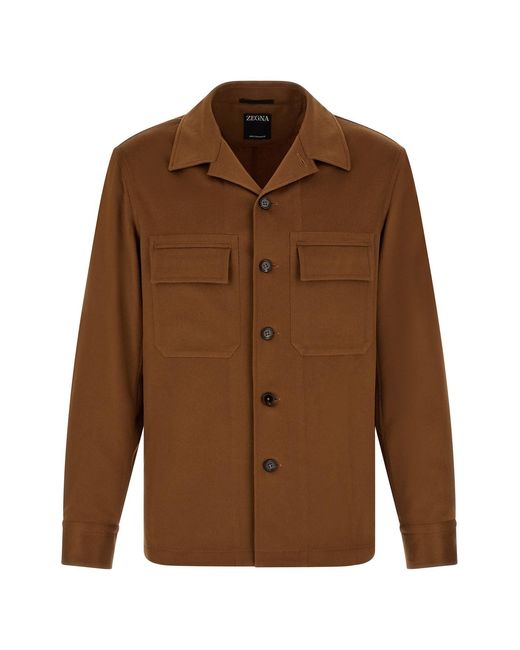 Zegna Brown Oasis Cashmere Overshirt for men