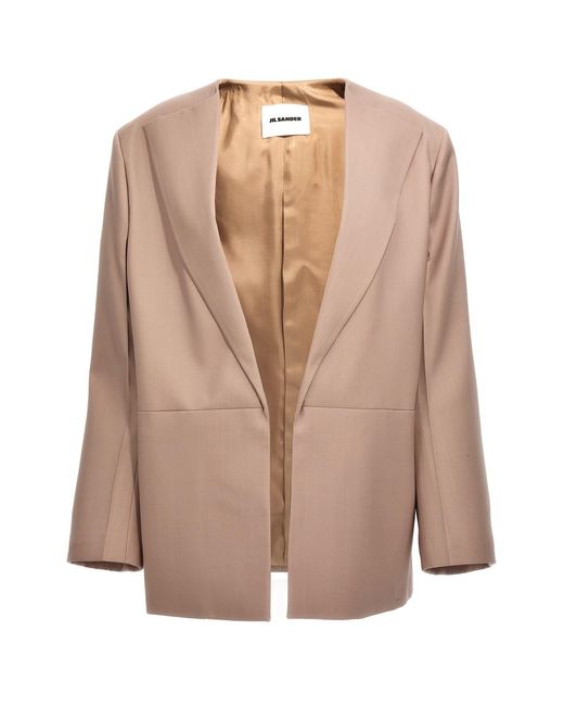 Jil Sander Brown Single-breasted Blazer Jacket