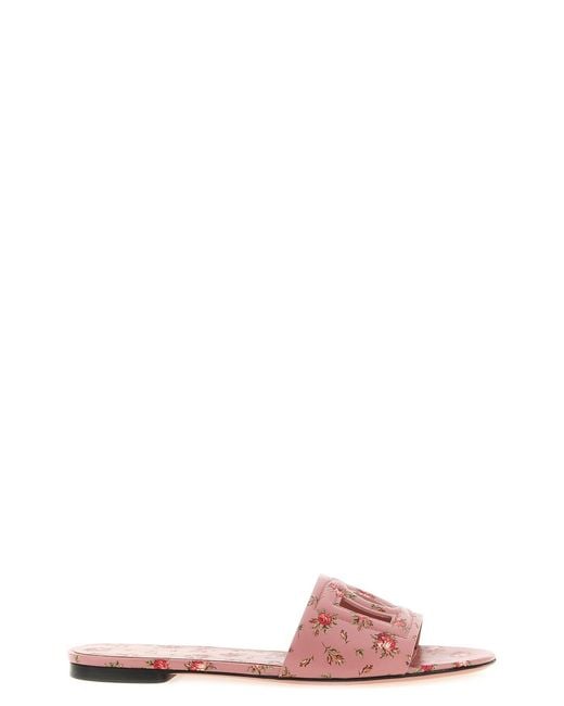 Dolce & Gabbana Pink Leather Slides