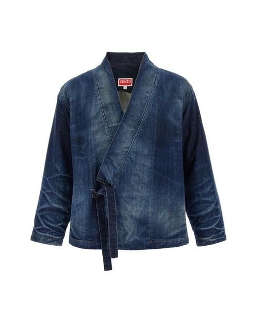 KENZO Blue Kimono Jacket for men