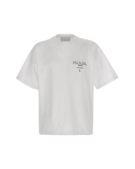 Prada T-Shirt Mit 3D-Logo in White für Herren