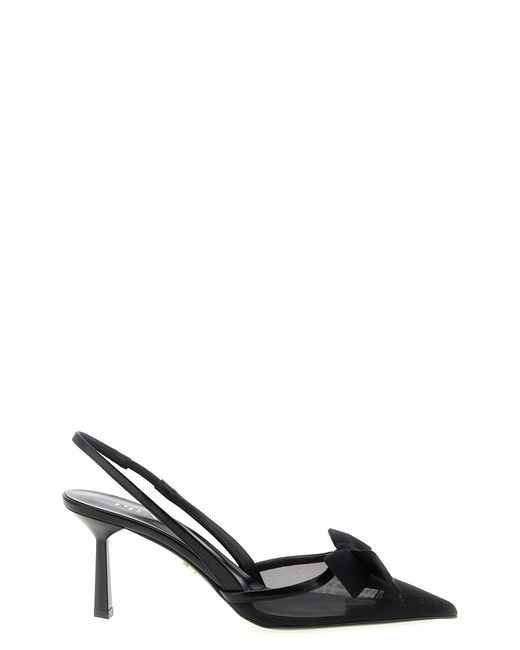 Prada Black Mesh Slingback With Bow