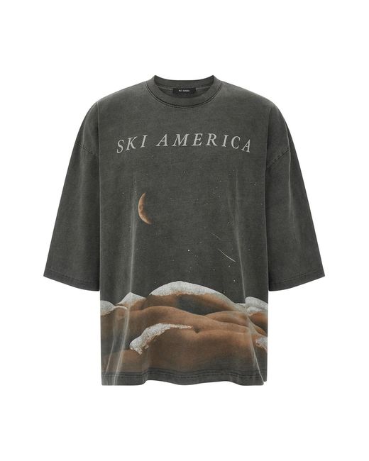 Willy Chavarria Gray 'ski America' T-shirt for men