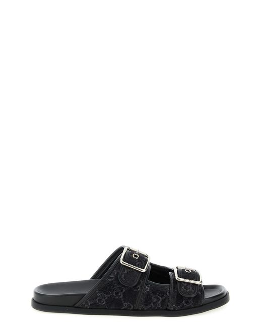 Gucci Black Gg Denim Slides for men