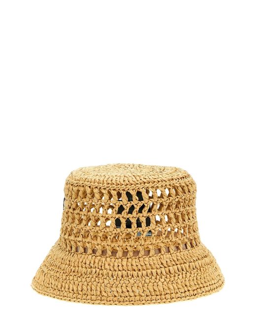 Prada Metallic Crochet Logo Bucket Hat