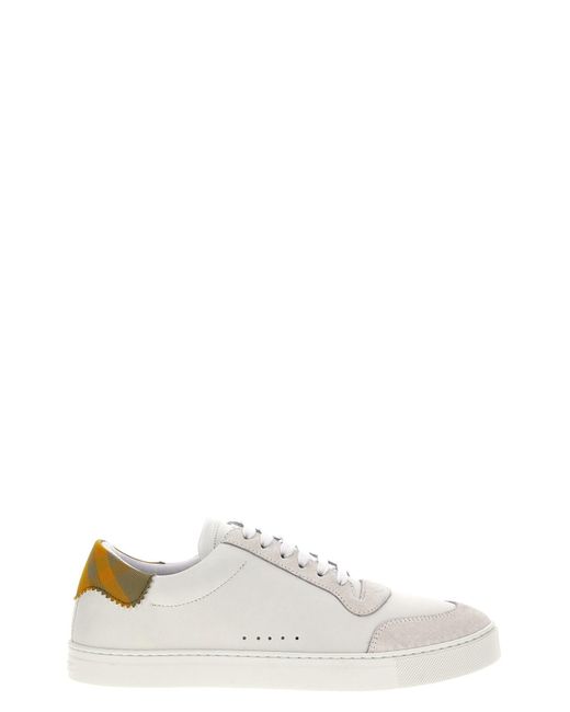 Burberry Sneaker aus Leder und Baumwoll-Karogewebe in White für Herren
